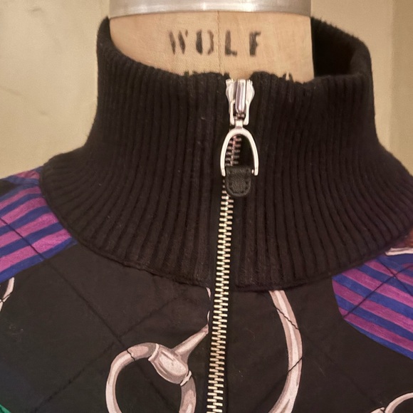 LAUREN RL Stylish Black Jacket with Green and Purple Accents - Picture 8 of 12